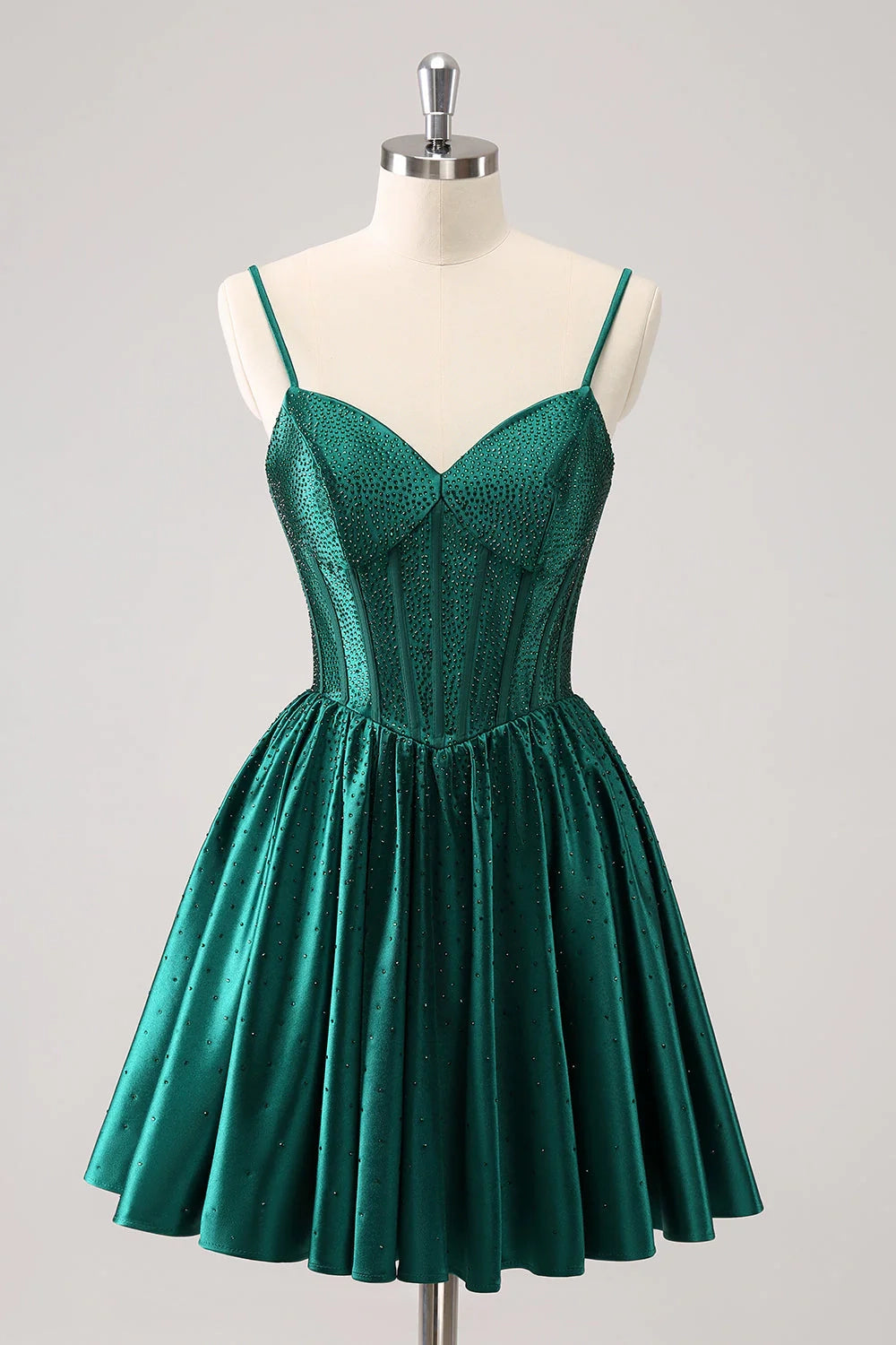 DingJi Wedding Elegant A-line Thin Shoulder Straps Waist Wrinkles Homecoming Dresses